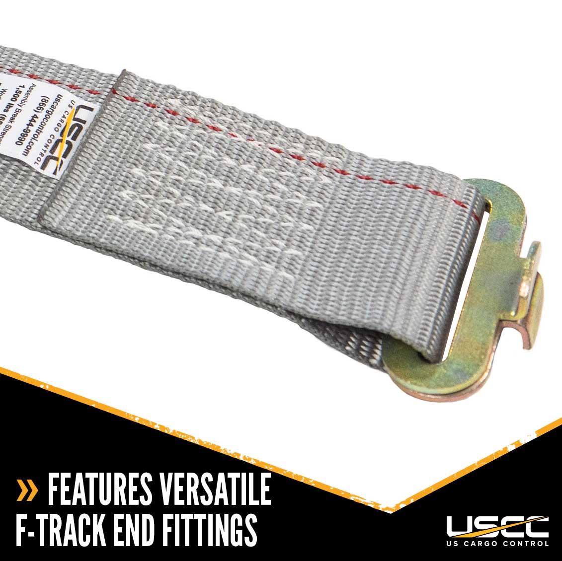 2" x 16' Gray Ratchet Strap w/Butterfly F Track Fittings