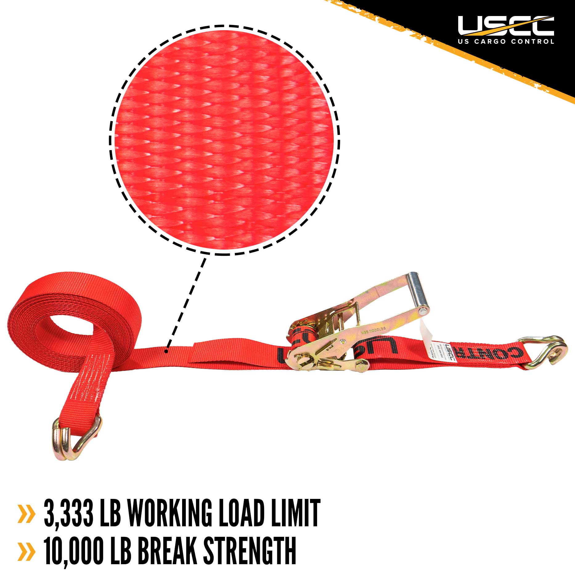 2" x 24' Red Ratchet Strap w/ Double J Hook