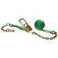 2" x 27' Green Ratchet Strap w/ Chain Extension