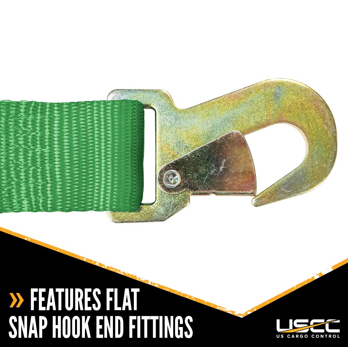 2" x 30' Green Ratchet Strap w/ Flat Snap Hook
