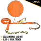2" x 27' Orange Ratchet Strap w/ Chain Extension