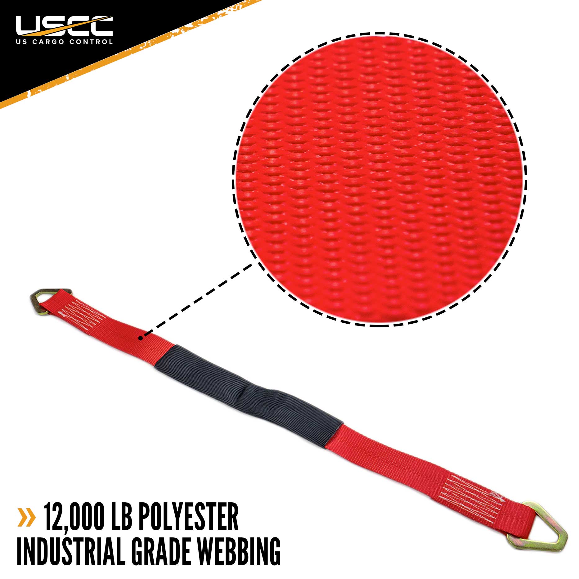 2 inch x 3 foot Red Axle Strap w 2 inch Stamped DRings image 2 of 8