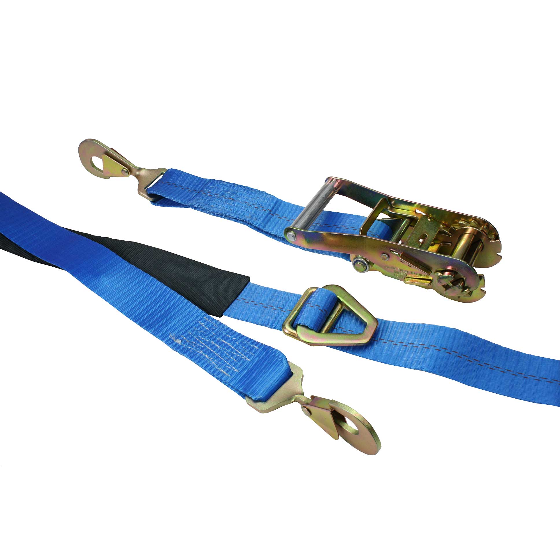 2 inch x 8 foot Blue Short Wide Ratchet Strap 6600 lbs w Axle Strap image 1 of 9