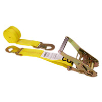 2" x 12' Yellow Car Tie Down Strap w/ Flat Snap Hooks