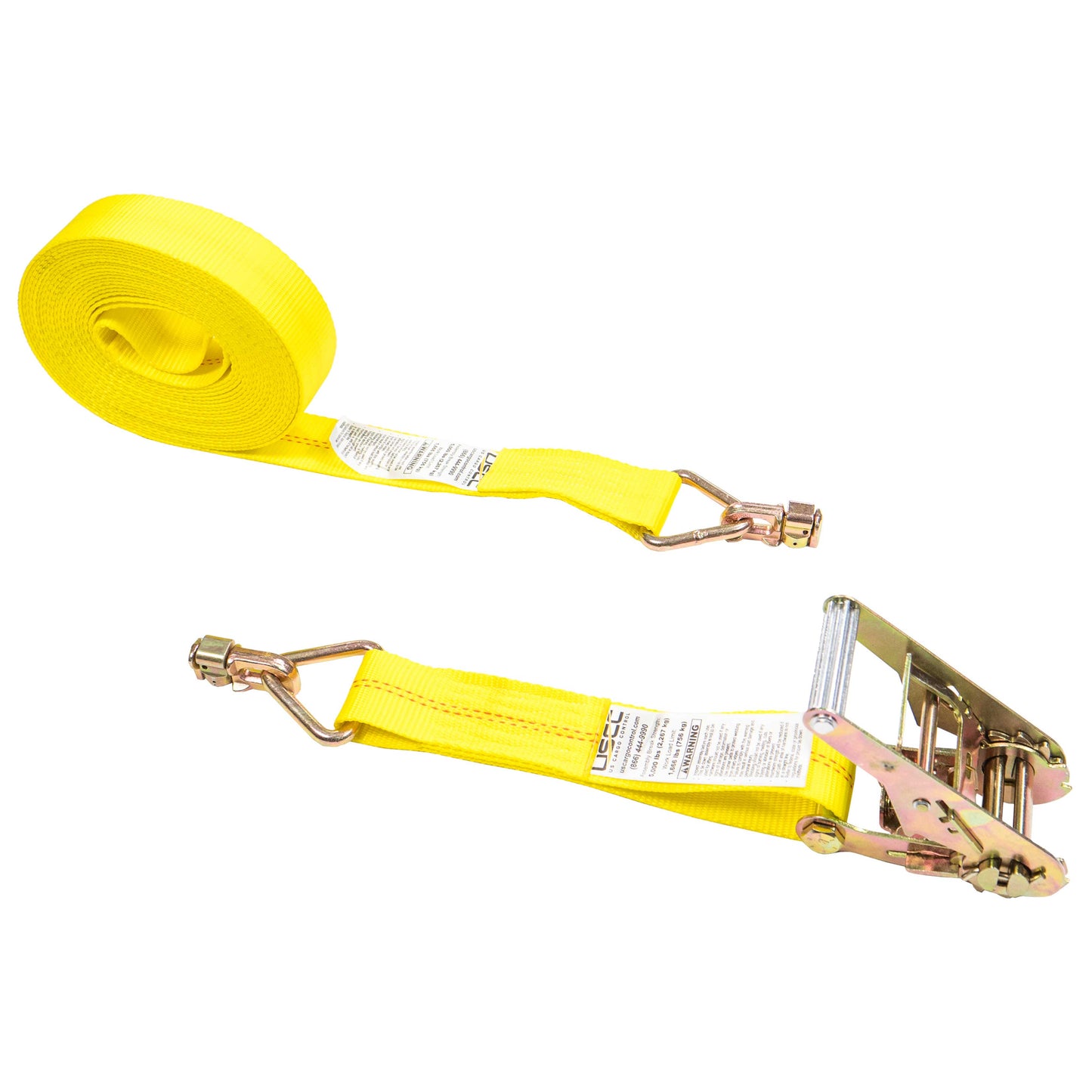 30' Yellow Ratchet Strap w/ Double Stud Fittings On Both Ends