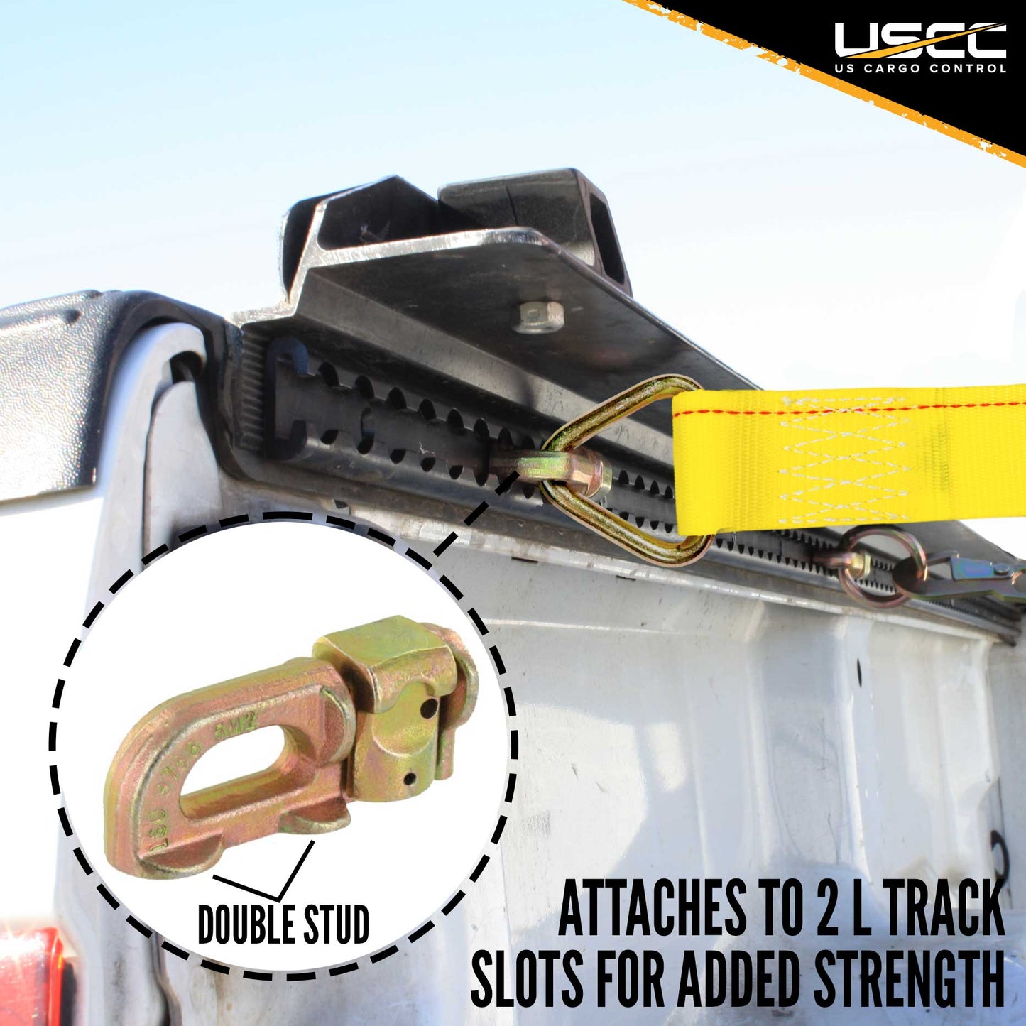 30' Yellow Ratchet Strap w/ Double Stud Fittings On Both Ends