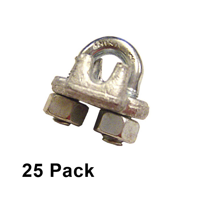 1/4" Galvanized Drop Forged Wire Rope Clips (25 pack)