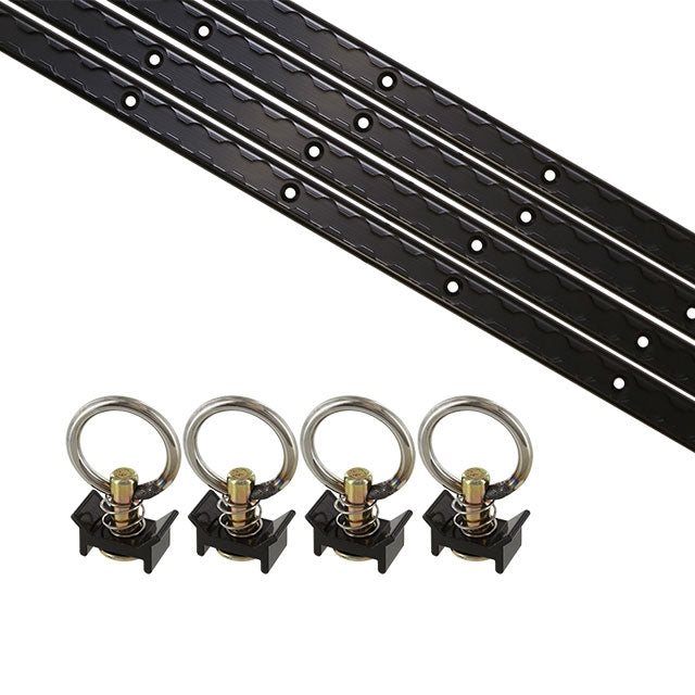 8 Piece 4 foot L Track Tie Down System Black image 1 of 9
