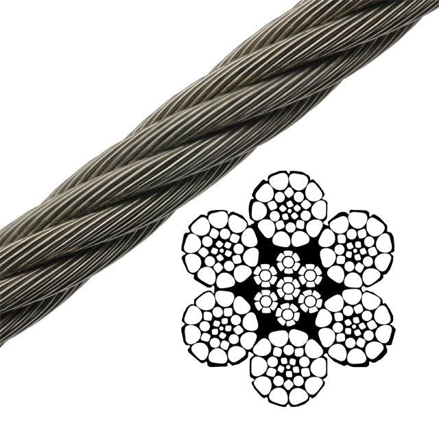 5/8" Impact Swaged Wire Rope EIPS - 6x26 Class (LF)