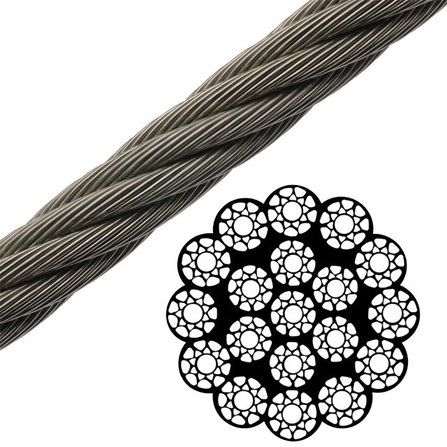1" Spin Resistant Compacted Wire Rope EIPS - 19x19 Class (LF)