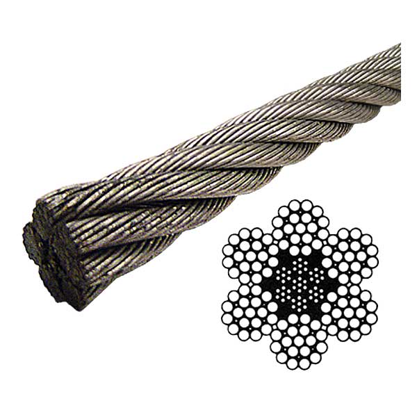 Galvanized Wire Rope EIPS IWRC - 6x19 Class - 1" (Lineal Foot)