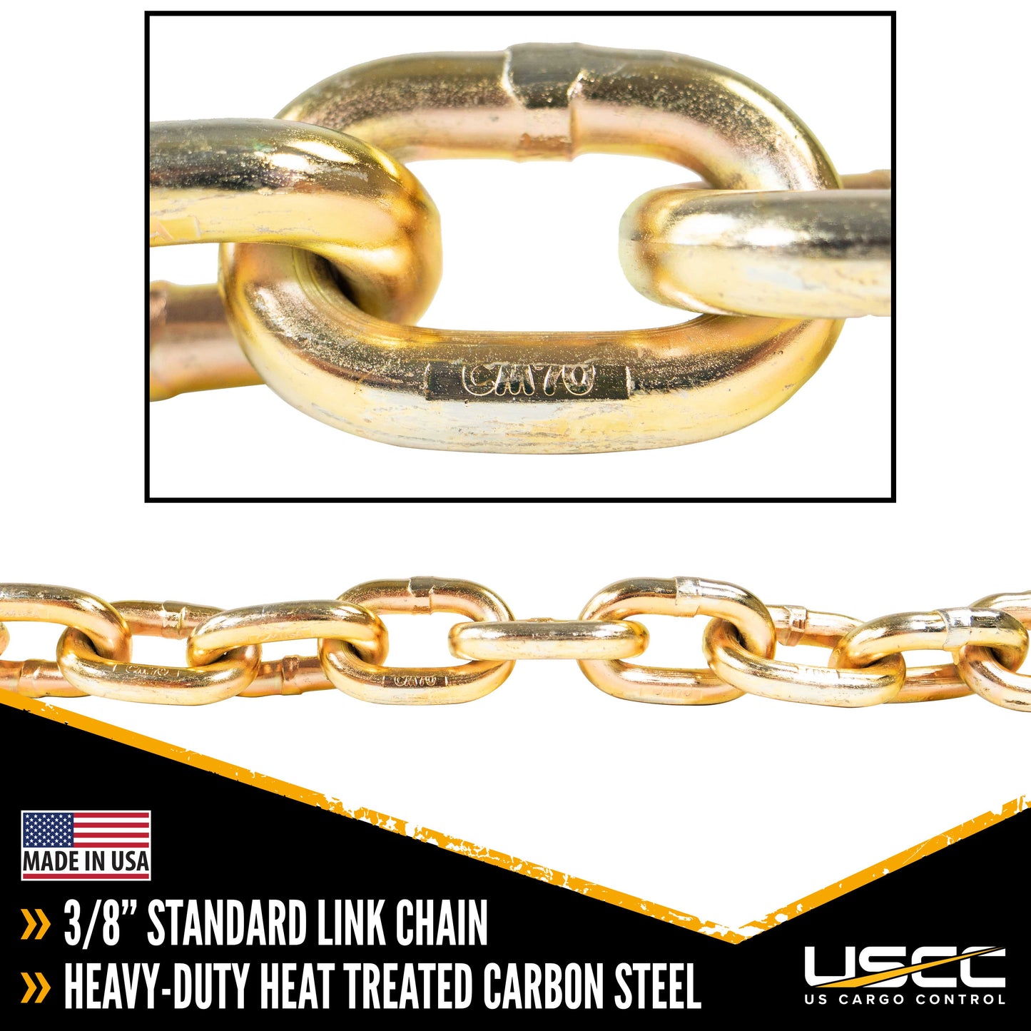 Grade 70 38 inch x 20 foot Chain Ratchet Chain Binder Made in USA Package image 4 of 8
