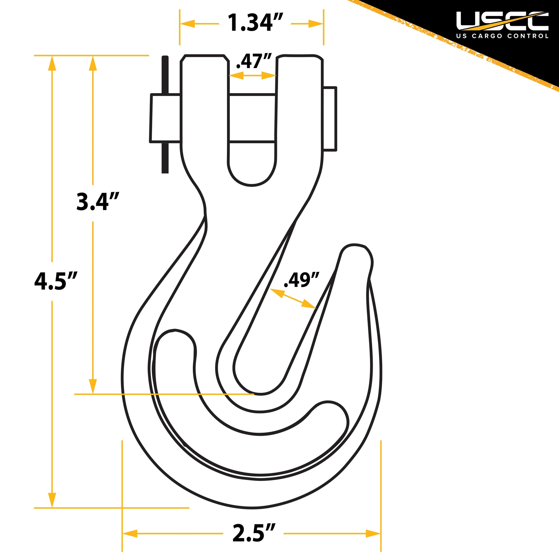 US Cargo Control CGH3870 3/8 Clevis Grab Hook - Grade 70