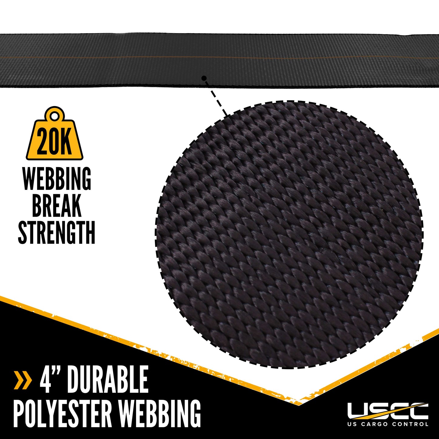 4" x 300' 20K Polyester Cargo Webbing - Black