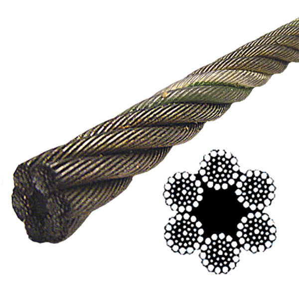 Bright Wire Rope EIPS FC - 6x37 Class - 1/4" (Lineal Foot)