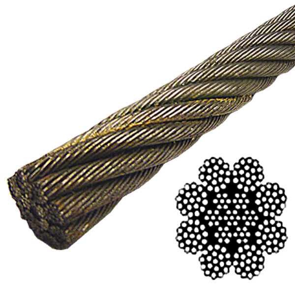 9/16 Spin Resistant Bright Wire Rope EIPS IWRC - 8x19 Class (LF)