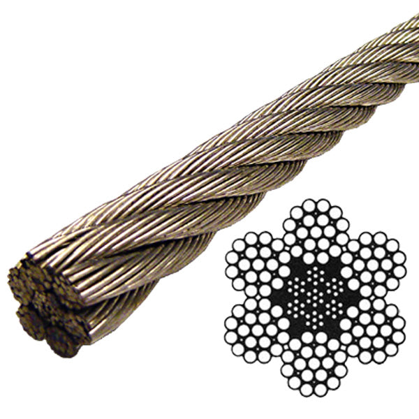 Stainless Steel Wire Rope 304 - 6x19 Class - 5/8" (Lineal Foot)