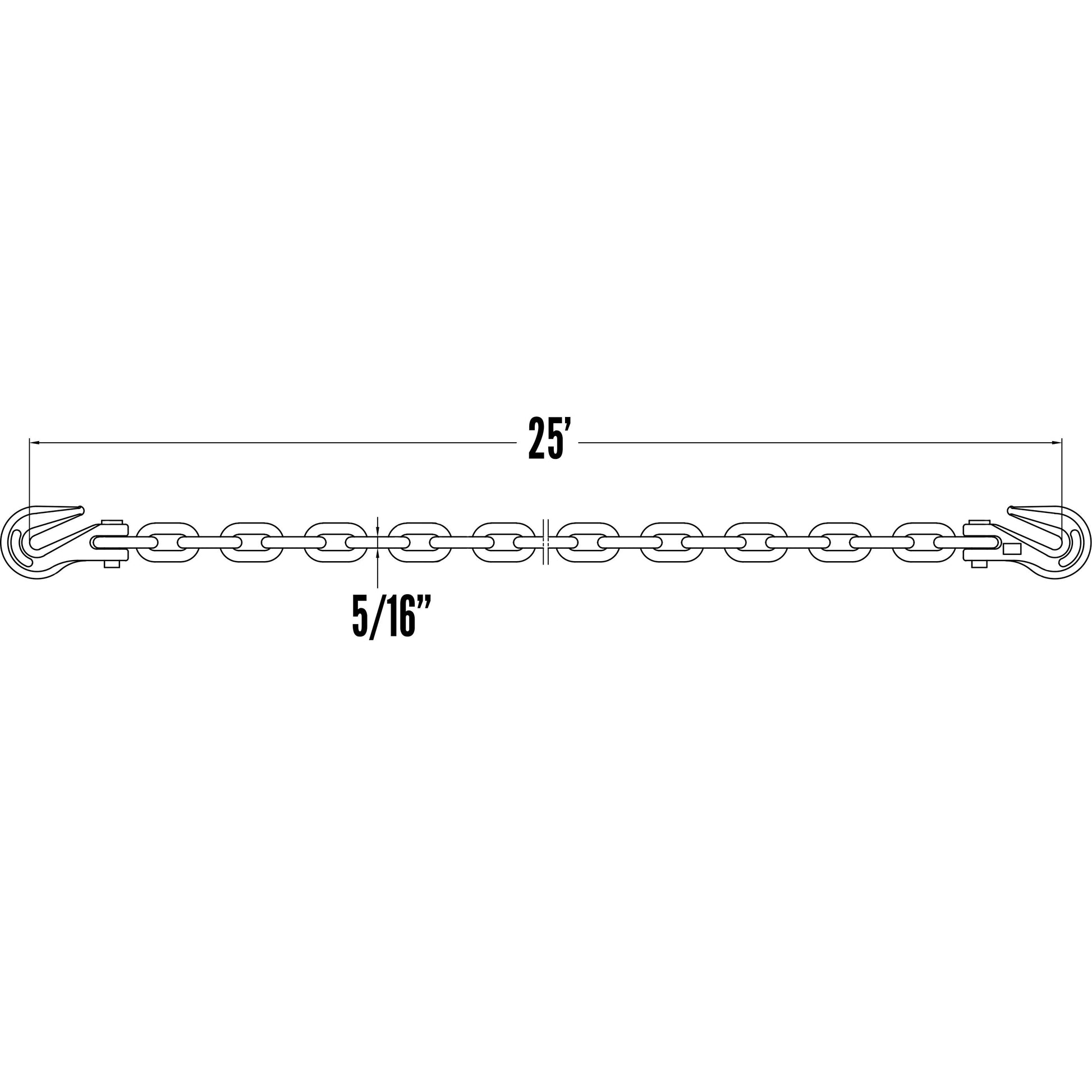 Grade 70 516 inch x 25 foot Chain Ratchet Chain Binder Made in USA Package image 6 of 9
