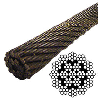 7/16" Spin Resistant Bright Wire Rope EIPS - 19x7 Class (LF)