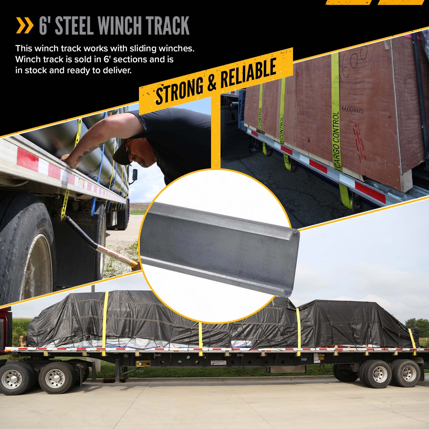 6' Steel Sliding Winch Track