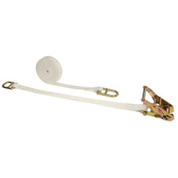 1" x 16' White Tent Ratchet Strap w/ Double D-Rings