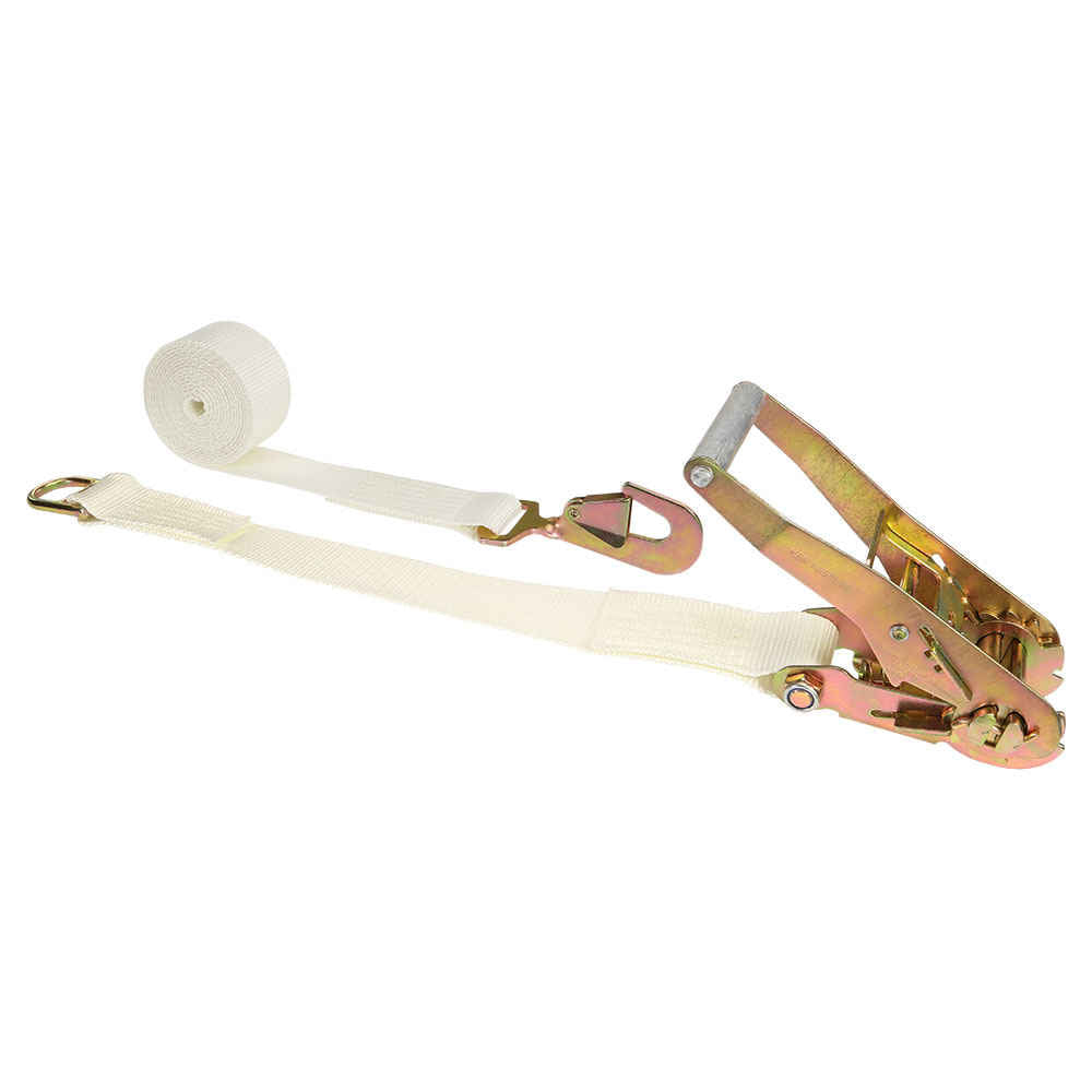 tent straps US Cargo Control 2" x 15' White Tent Strap w/ 5K Twisted Snap Hook & Double D-Ring, 5015DDRTSH-WHT