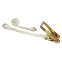 2" x 15' White Tent Ratchet Strap w/ Sewn Loop on Both Ends