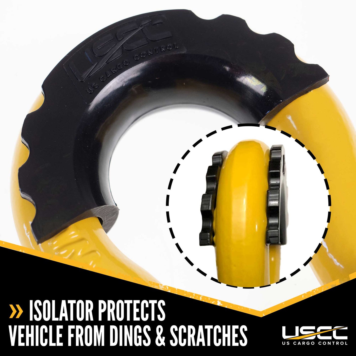 USCC 7/8" Drop-Forged Steel Screw Pin Anchor Shackles with Isolator and Washers – 6.5 Tons – 2 Pack