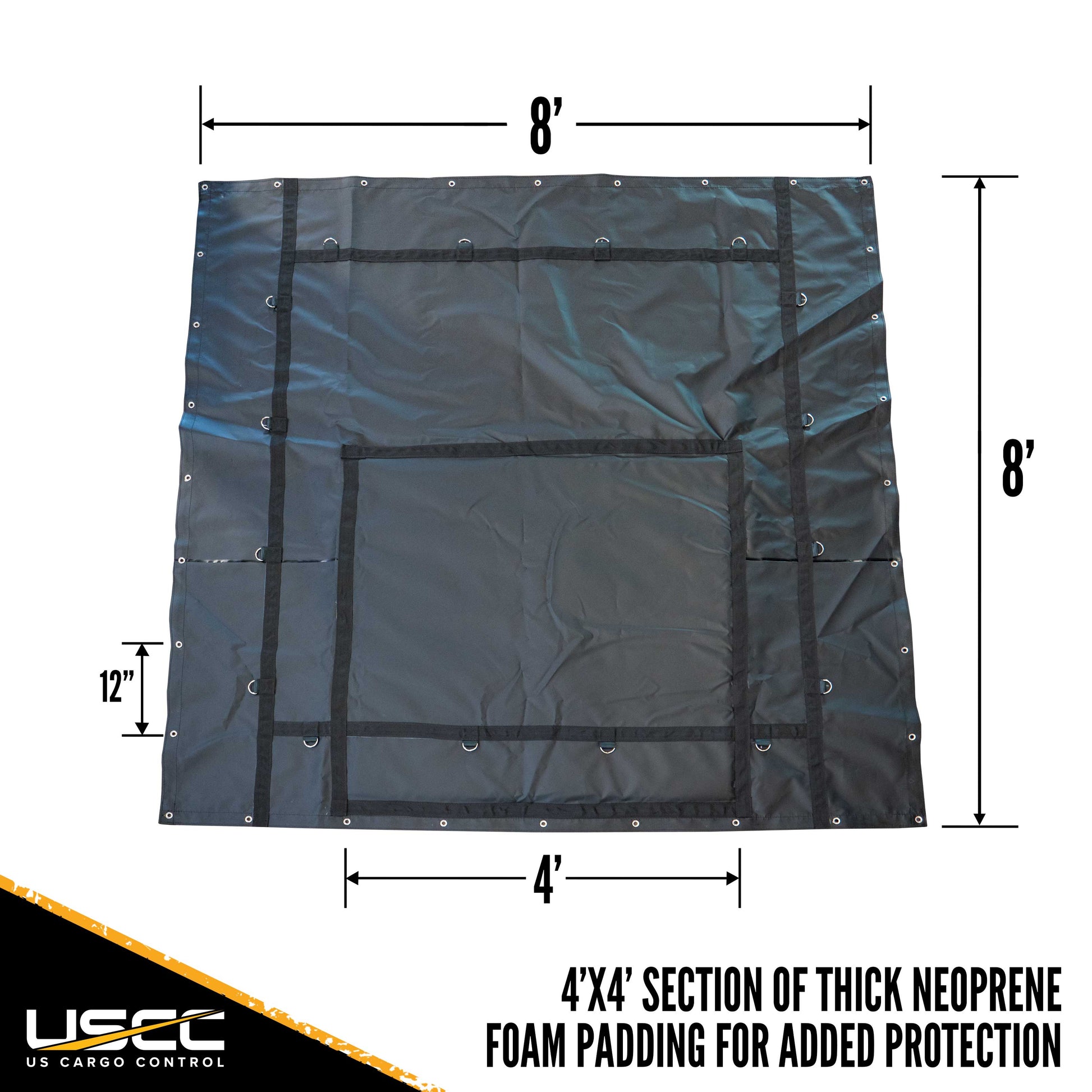 neoprene tarps 8' x 8' Windshield Protector Tarp with 4' x 4' Pad and Grommets