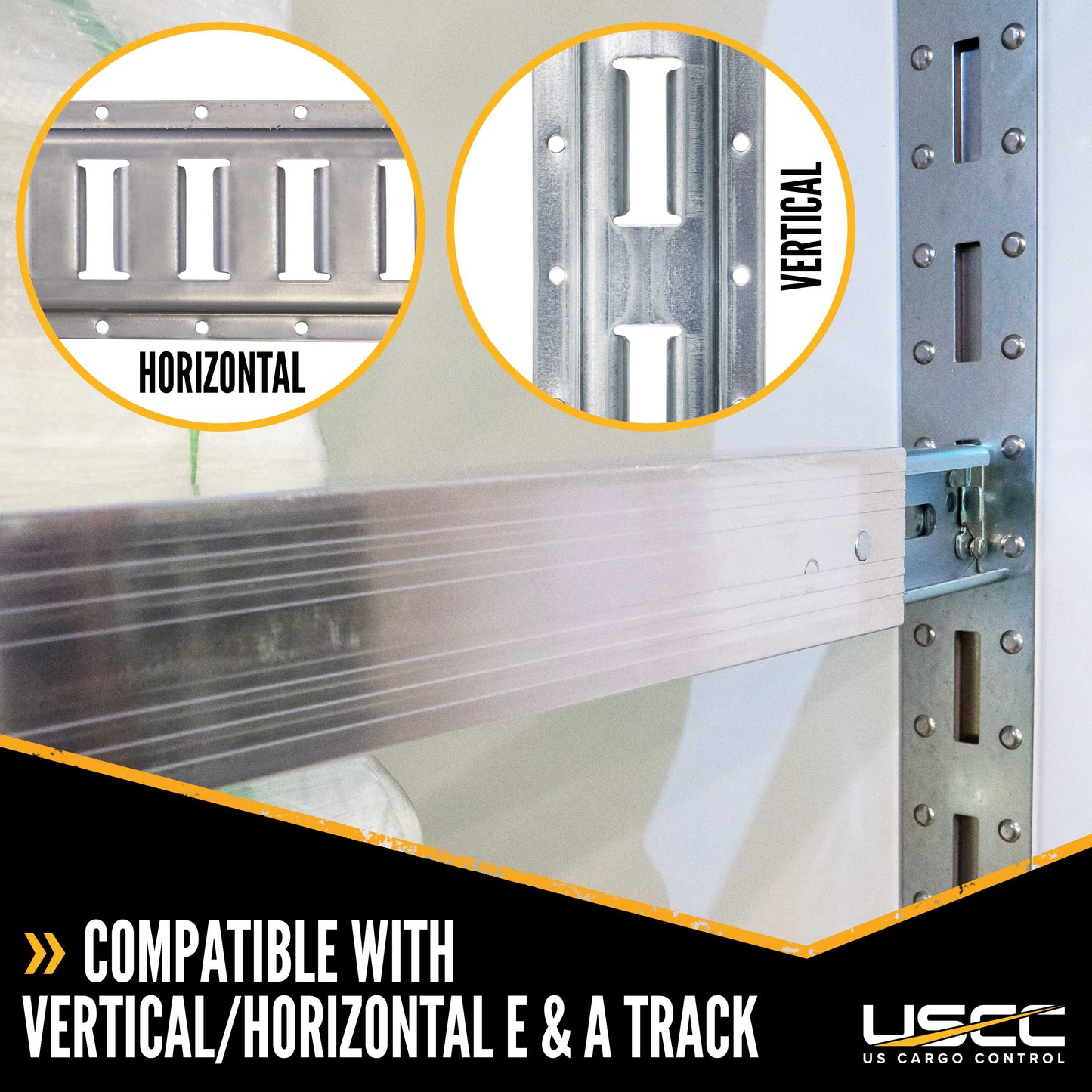 93" - 103" Aluminum E-Track Load Bar with Patented Flat Latch - 2,200 lb Capacity