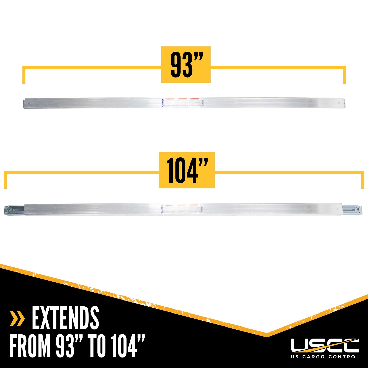 93" - 103" Aluminum E-Track Load Bar with Patented Flat Latch - 2,200 lb Capacity