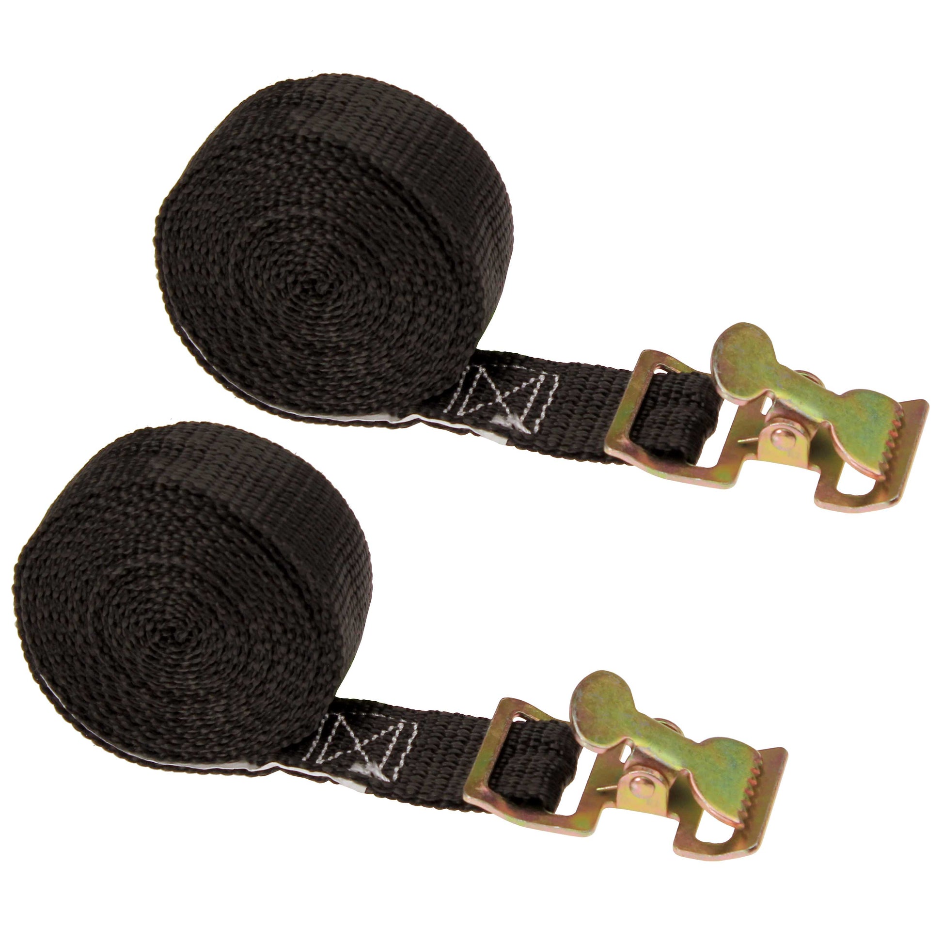 1 inch x 8 foot Black Action Spring Buckle Strap 2 pack