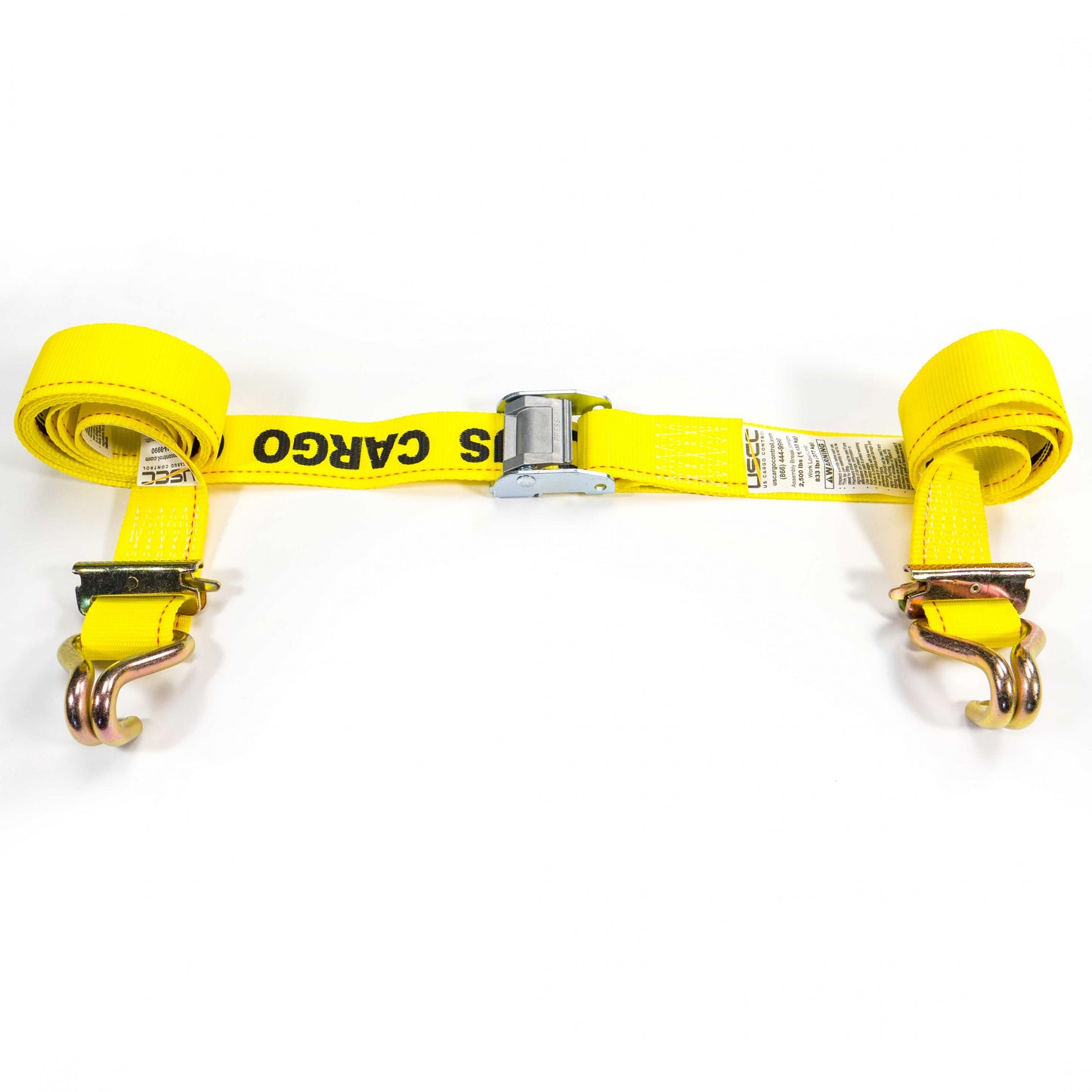 2 foot foot X 12 foot Yellow ETrack Cam Strap wSpring EFittings and Wire Hooks image 2 of 10