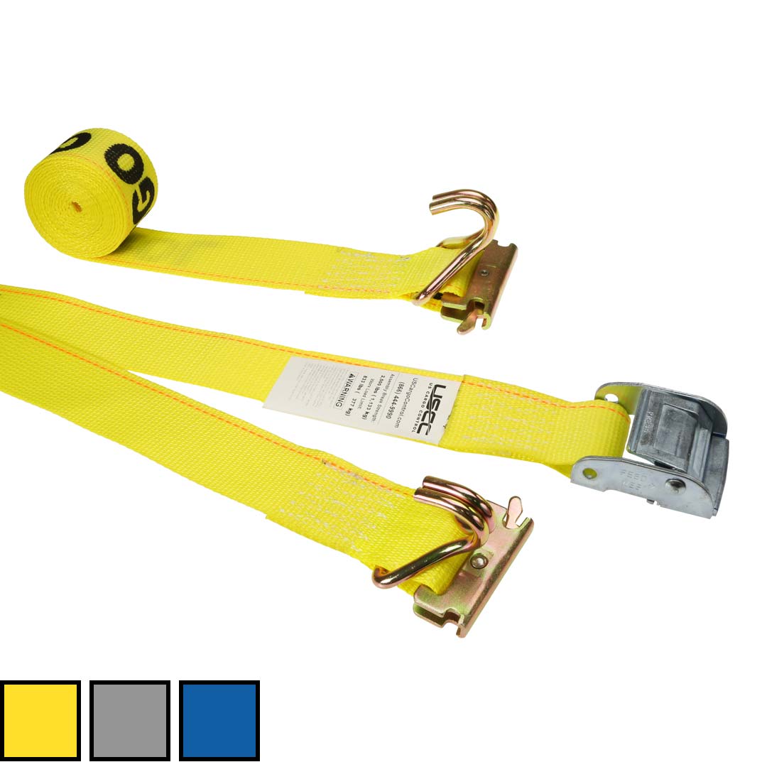 2 foot foot X 12 foot Yellow ETrack Cam Strap wSpring EFittings and Wire Hooks image 10 of 10