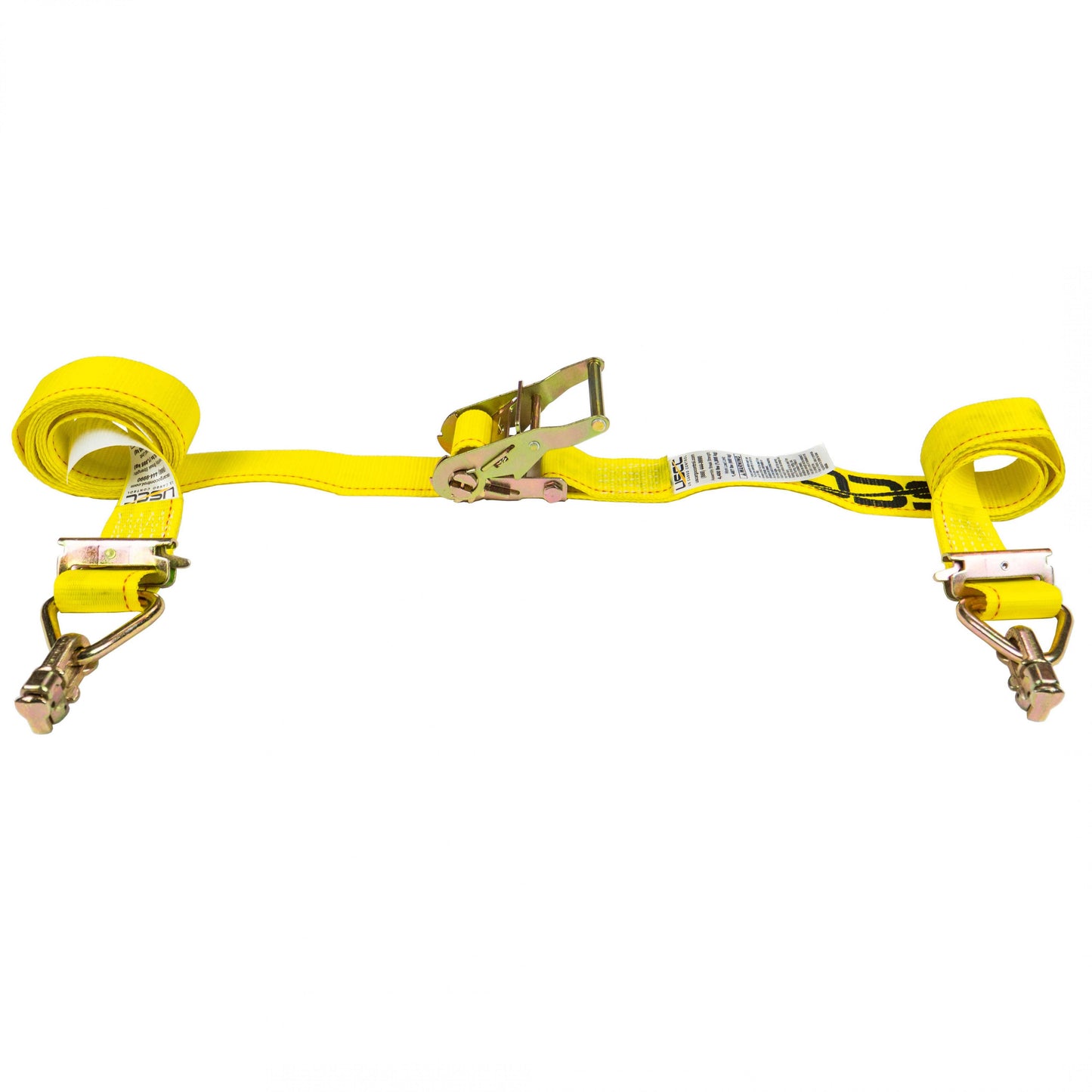 2 inch x 12 foot Yellow E Track Strap w Spring EFittings & Double Stud image 2 of 10