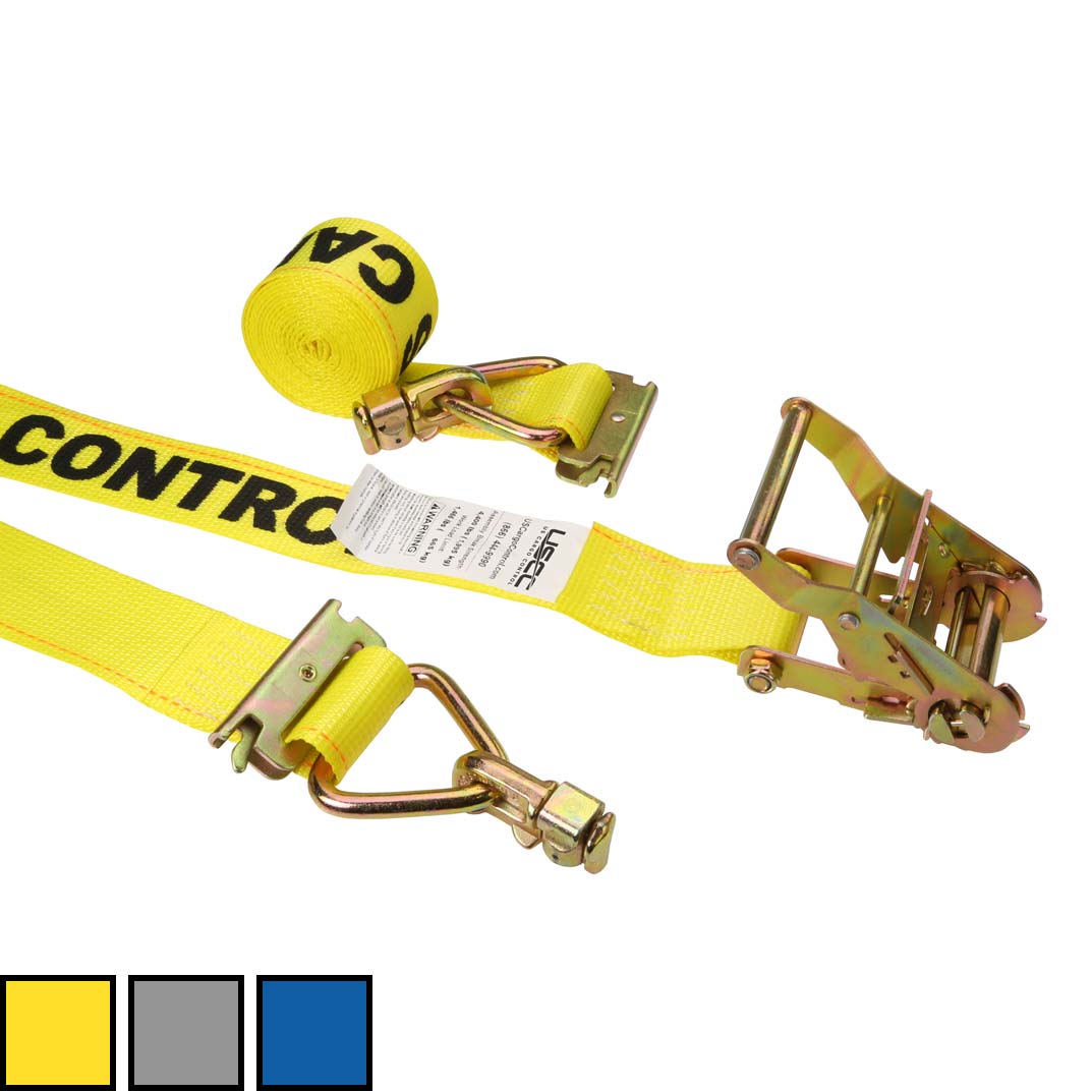 2 inch x 12 foot Yellow E Track Strap w Spring EFittings & Double Stud image 10 of 10