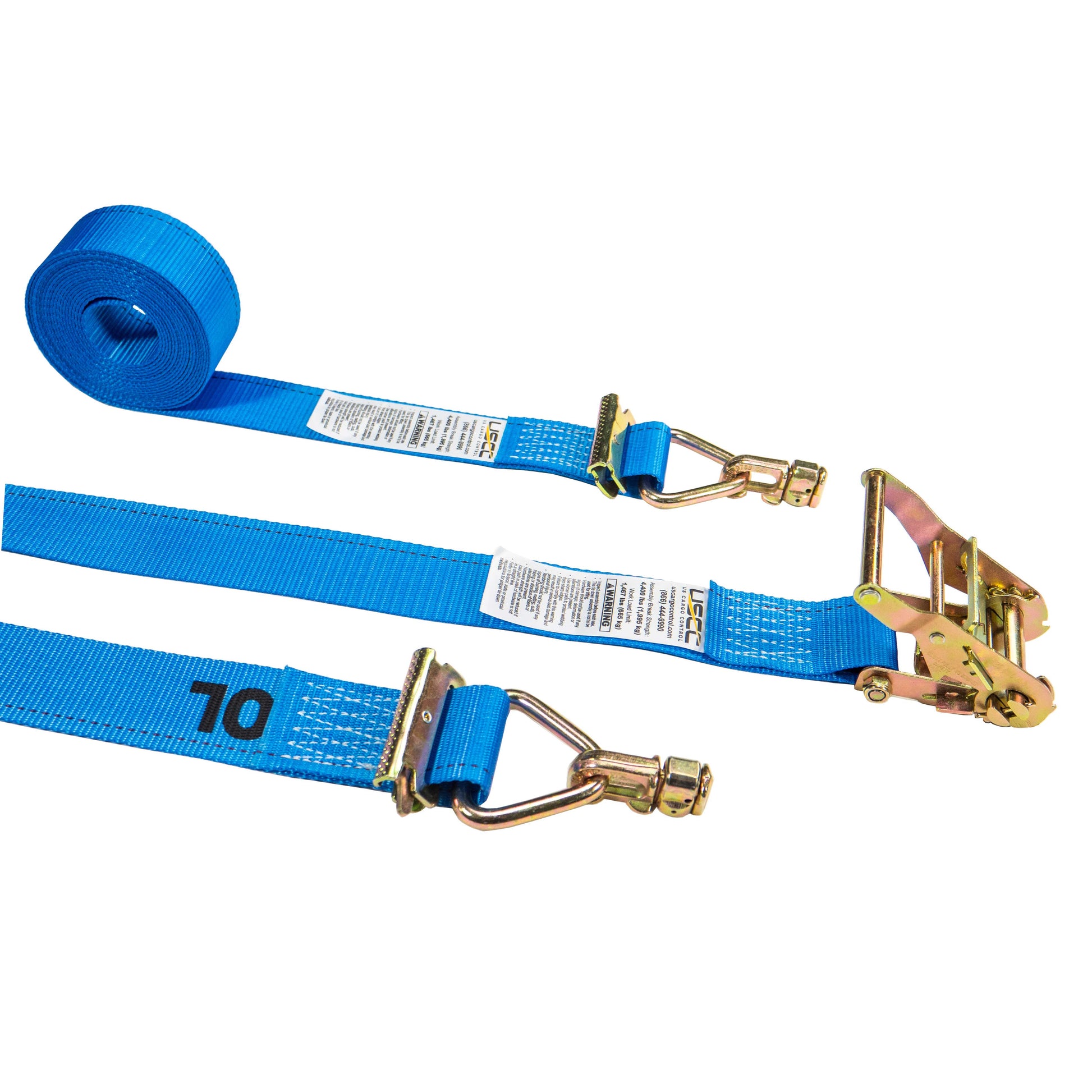 2 inch x 20 foot Blue E Track Ratchet Straps w Double Stud Fittings image 1 of 9