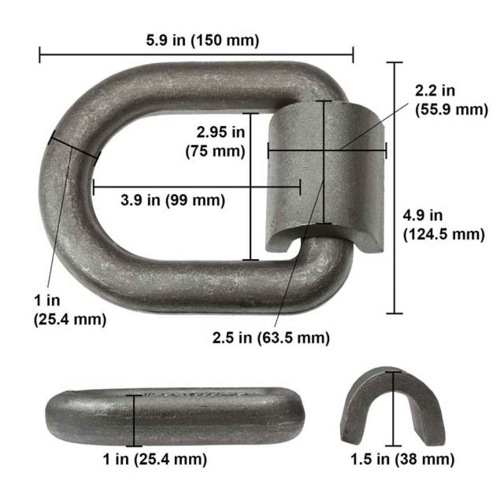 1 Heavy Duty Weld-On Forged D Shaped Lashing Ring - 47,000 Lbs