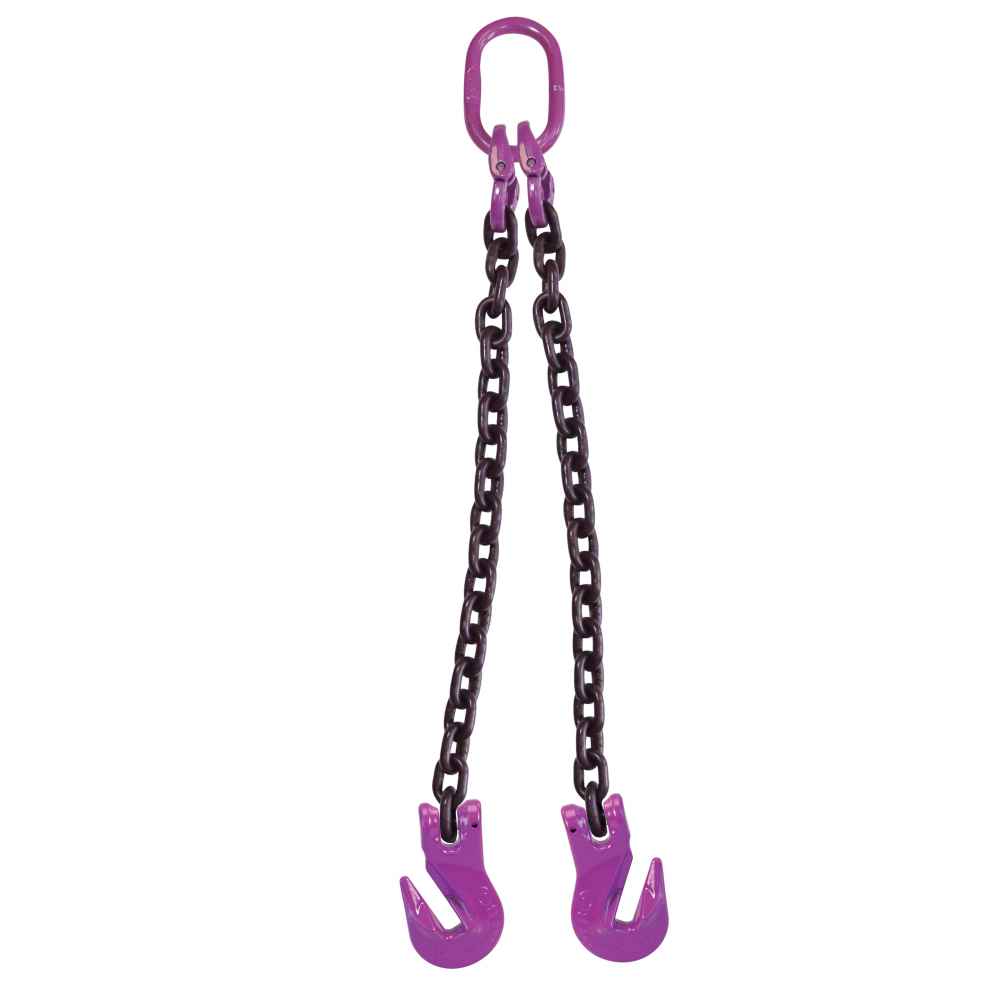 34 inch x 3 foot 2 Leg Chain Sling w Grab Hooks Grade 100 image 1 of 3