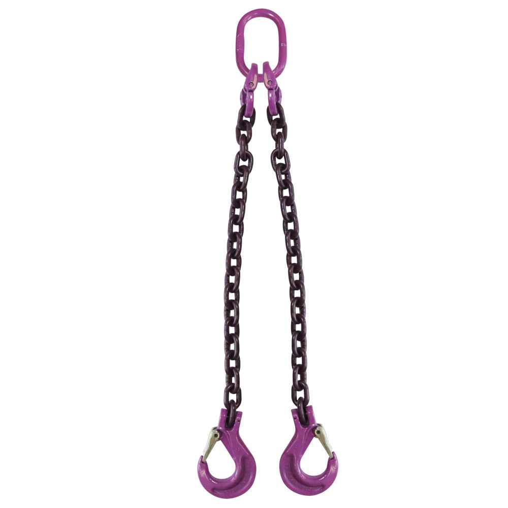 34 inch x 4 foot 2 Leg Chain Sling w Sling Hooks Grade 100 image 1 of 3