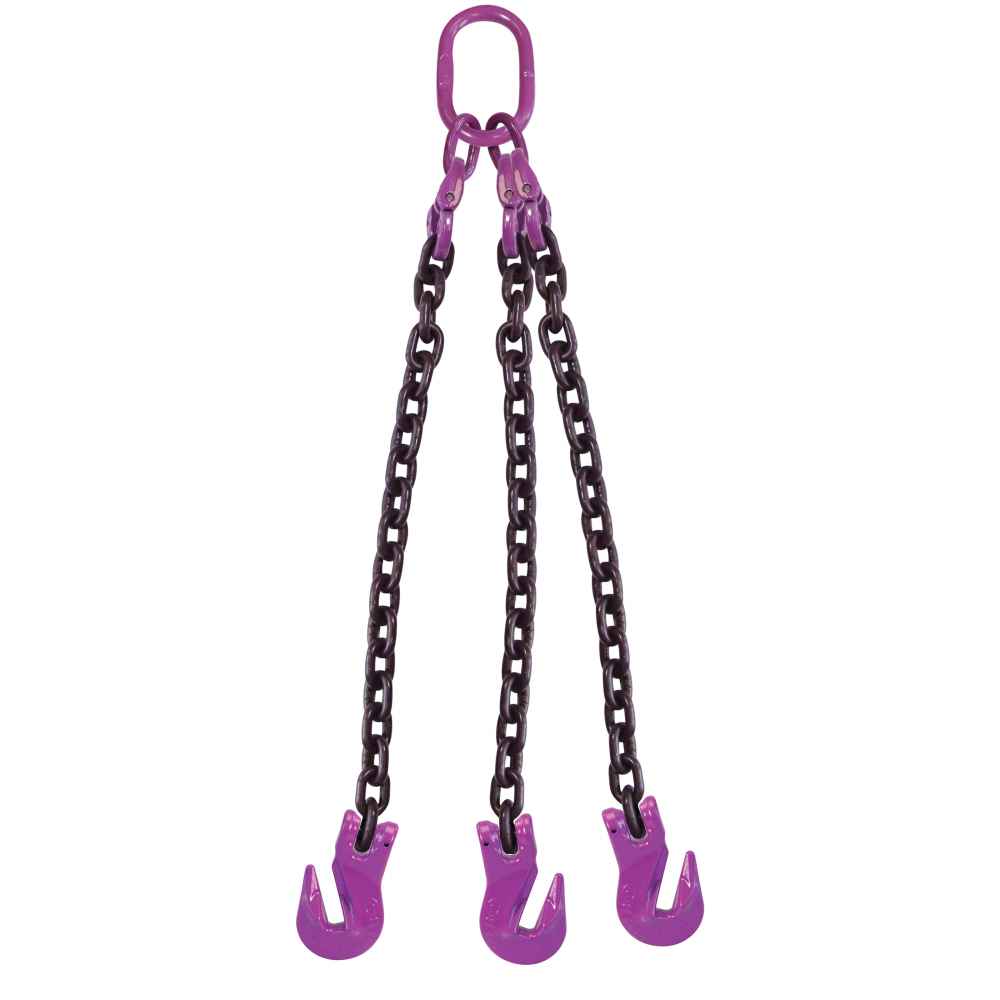 932 inch x 3 foot 3 Leg Chain Sling w Grab Hooks Grade 100 image 1 of 3