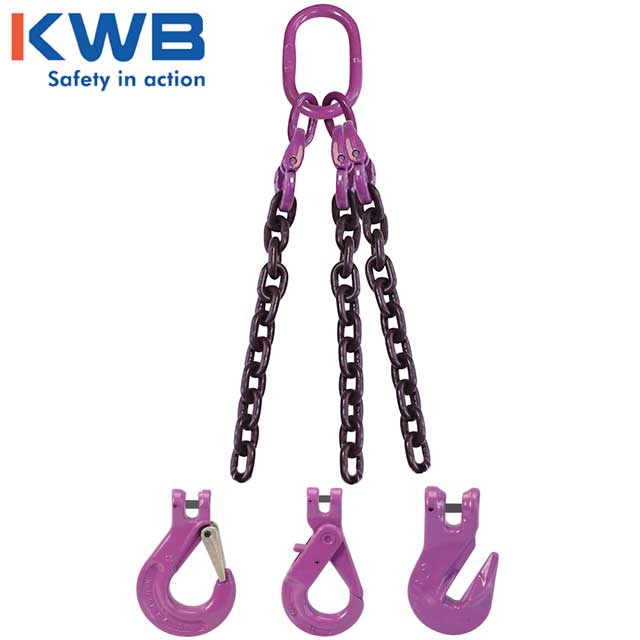 932 inch x 3 foot 3 Leg Chain Sling w Grab Hooks Grade 100 image 3 of 3