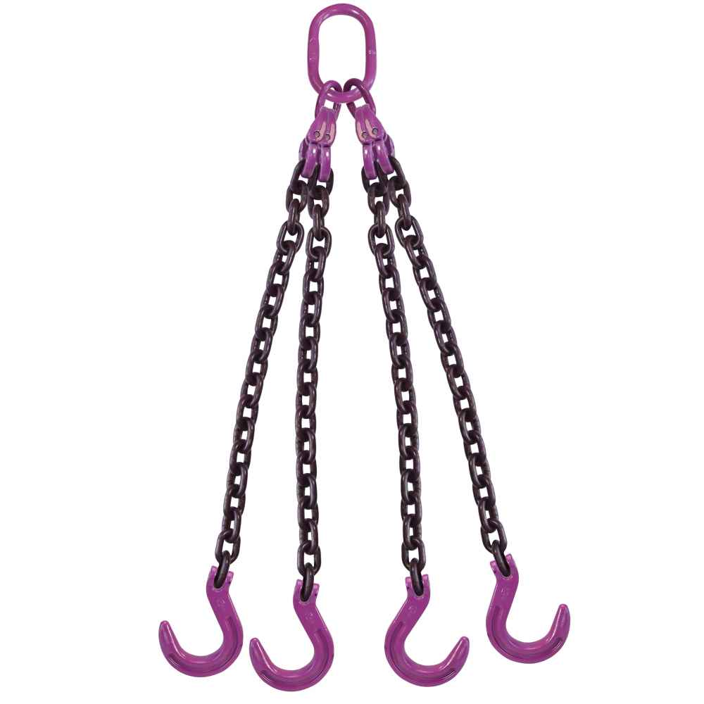 516 inch x 3 foot 4 Leg Chain Sling w Foundry Hooks Grade 100 image 1 of 3