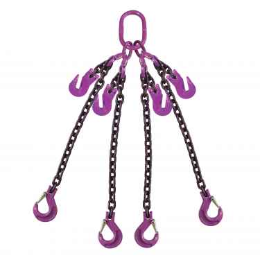 34 inch x 15 foot Adjustable 4 Leg Chain Sling w Sling Hooks Grade 100 image 1 of 2