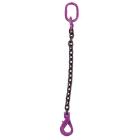 12 inch x 8 foot Single Leg Chain Sling w SelfLocking Hook Grade 100 image 1 of 3