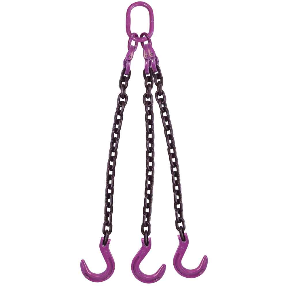 38 inch x 3 foot 3 Leg Chain Sling w Foundry Hooks Grade 100 image 1 of 3