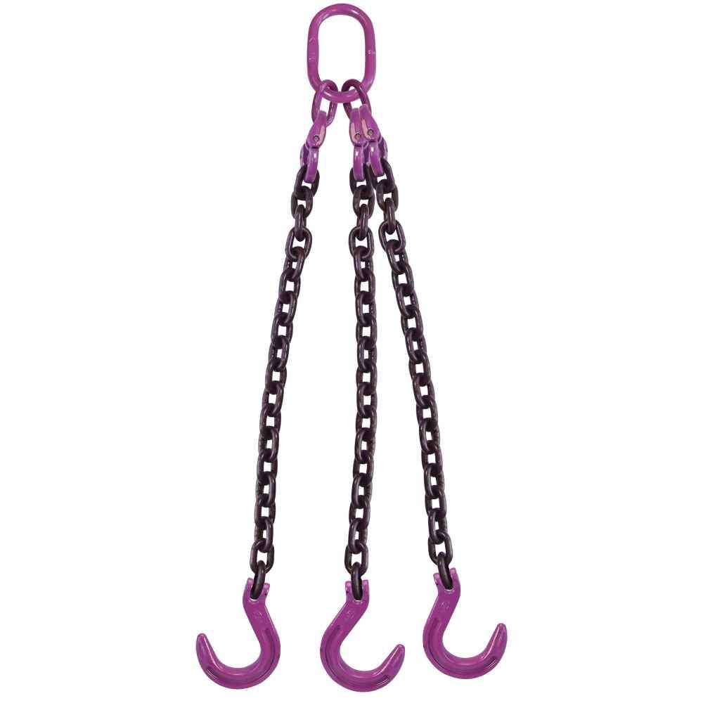 5/16" x 18' - 3 Leg Chain Sling w/ Foundry Hooks - Grade 100