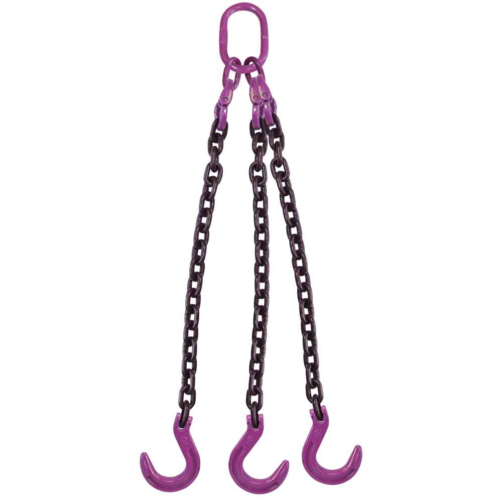 516 inch x 8 foot 3 Leg Chain Sling w Foundry Hooks Grade 100 image 1 of 3