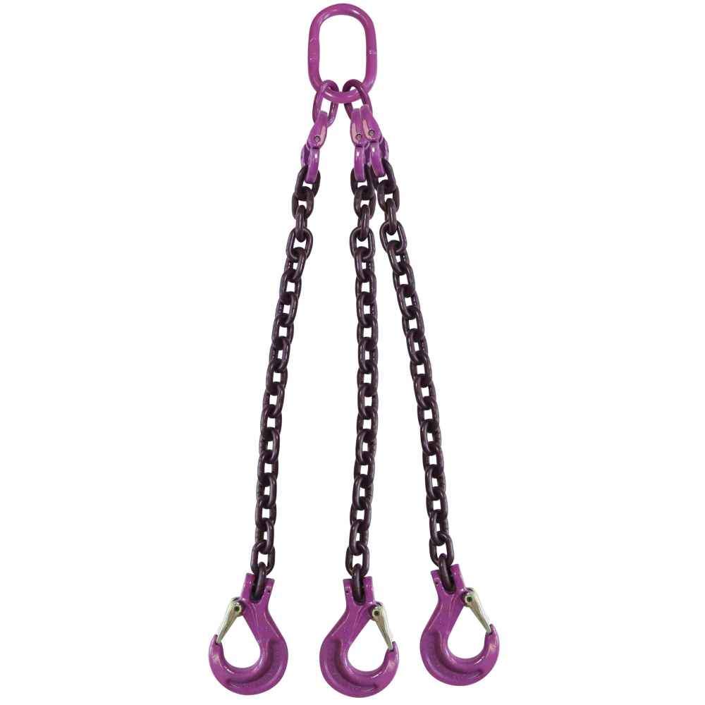 5/16" x 18' - 3 Leg Chain Sling w/ Sling Hooks - Grade 100