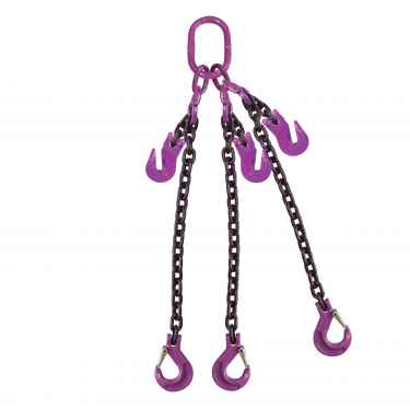 34 inch x 20 foot Adjustable 3 Leg Chain Sling w Sling Hooks Grade 100 image 1 of 2
